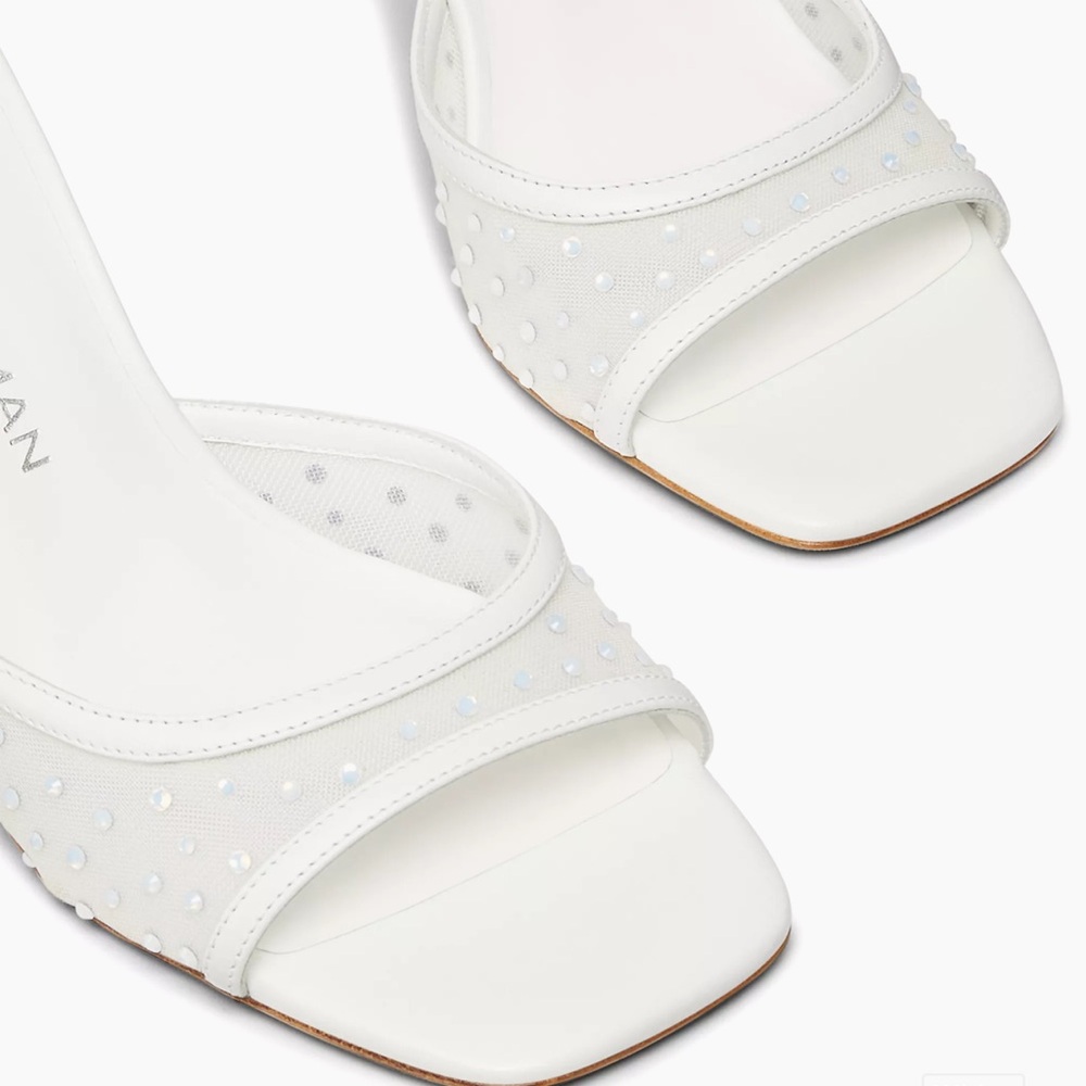 🌹STUART WEITZMAN 🌹 Nudistia Crystal Mesh Ankle-Strap Sandals Size: 6B - Picture 3 of 12
